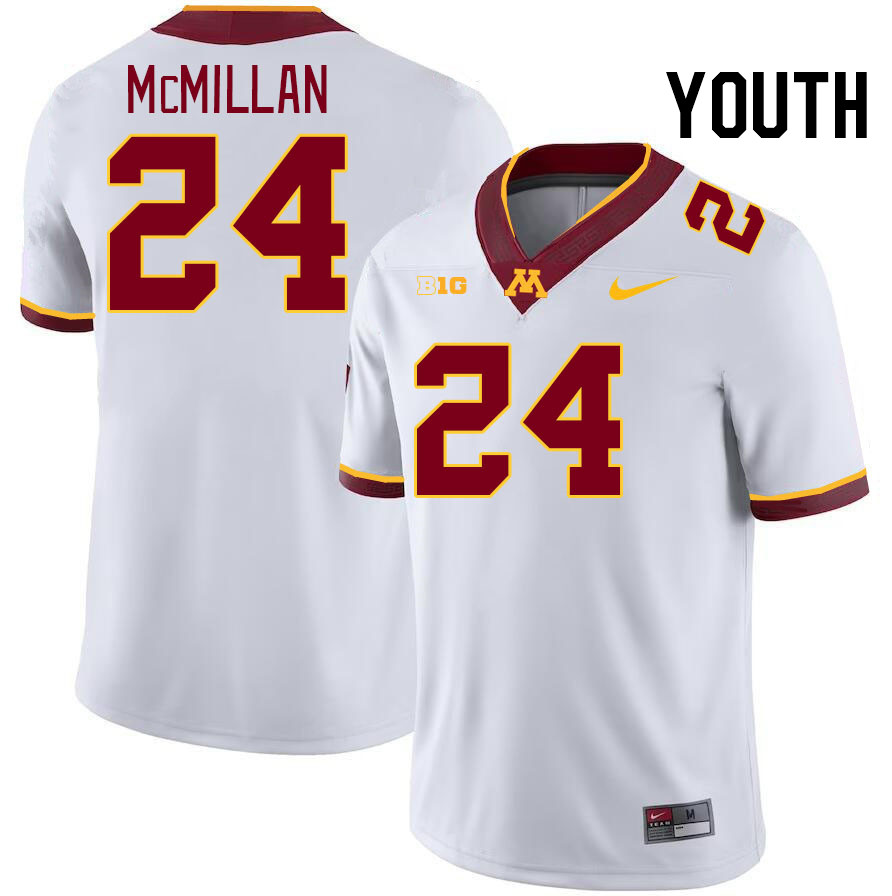 Youth #24 Jai'Onte McMillan Minnesota Golden Gophers College Football Jerseys Stitched-White